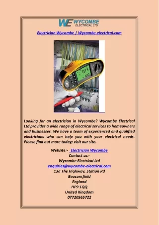 Electrician Wycombe Wycombe-electrical.com