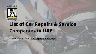 List of Car Repairs & Service Companies in UAE