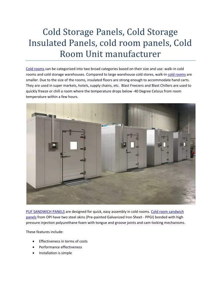 PPT - Cold Storage Panels, Cold Storage Insulated Panels, cold room ...