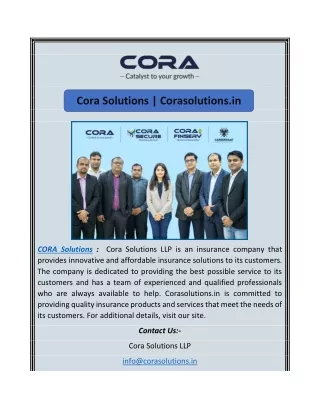 Cora Solutions | Corasolutions.in