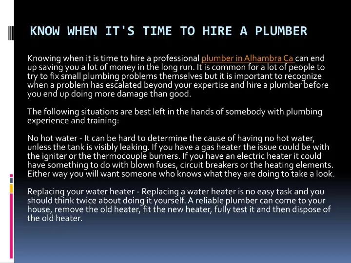 know when it s time to hire a plumber
