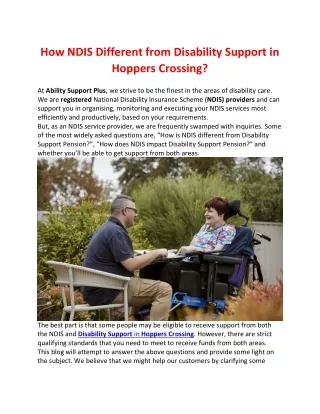 How is NDIS Different from Disability Support in Hoppers Crossing?