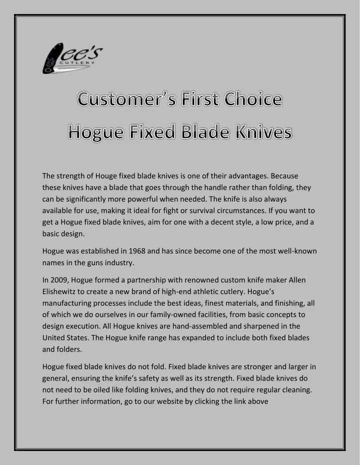 the strength of houge fixed blade knives