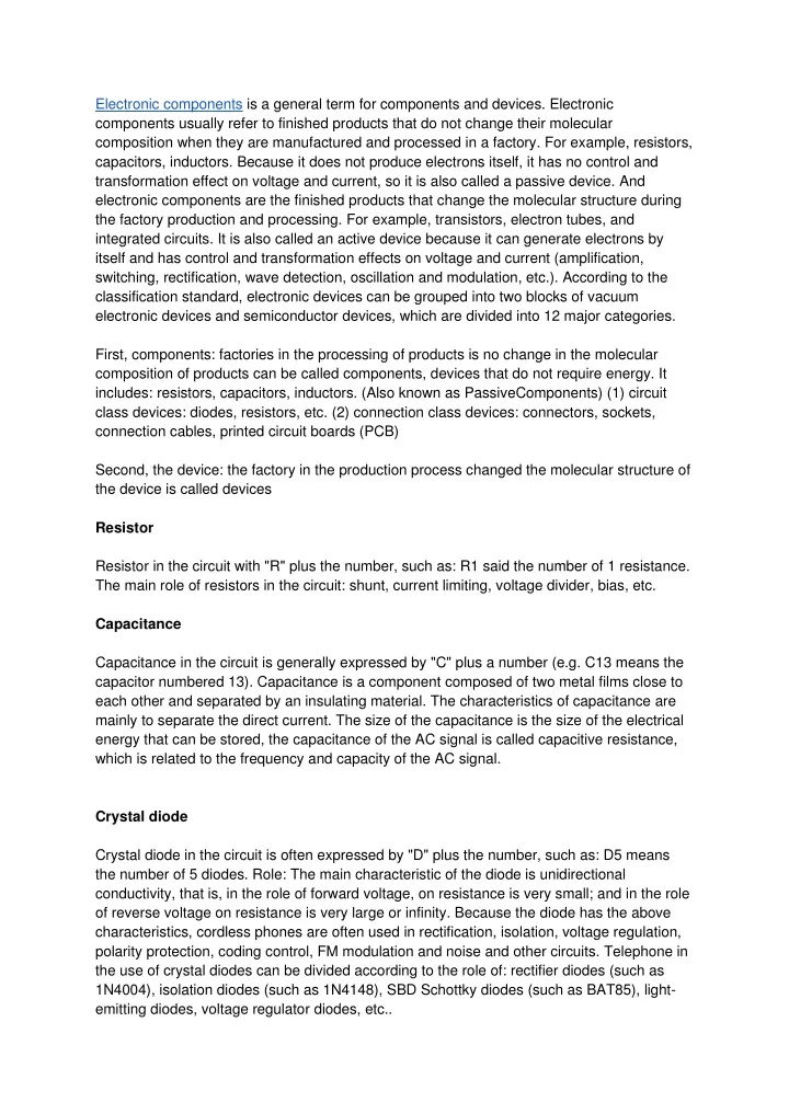 electronic components is a general term