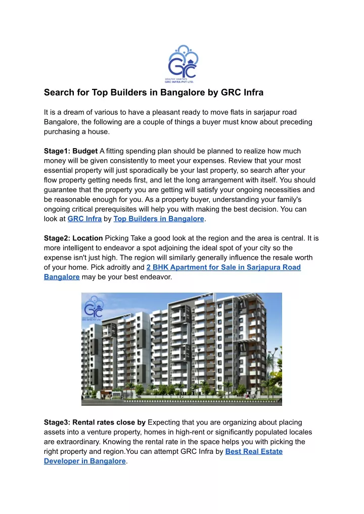search for top builders in bangalore by grc infra