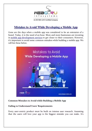 mistakes to avoid while developing a mobile