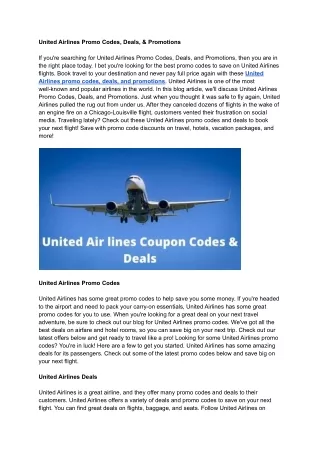 United Air Lines Promo Codes: How To Maximize Savings On Flights