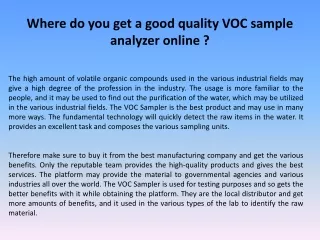 Where do you get a good quality VOC sample analyzer online