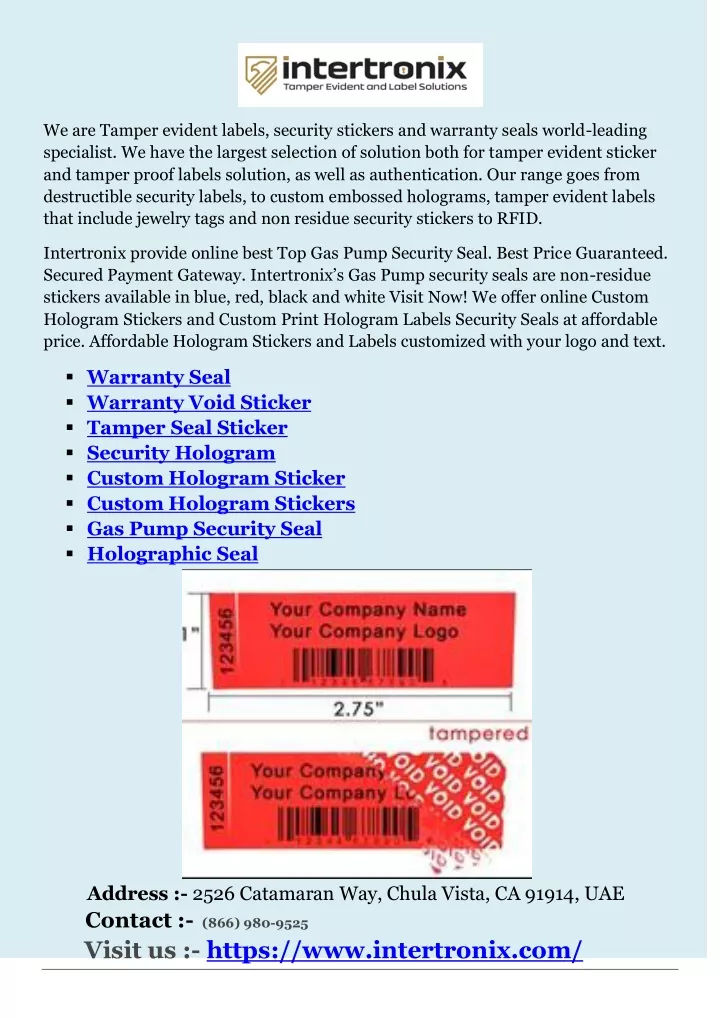 we are tamper evident labels security stickers