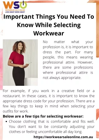 Important Things You Need To Know While Selecting Workwear