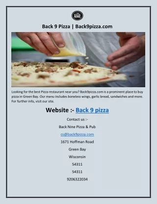 Back 9 Pizza | Back9pizza.com