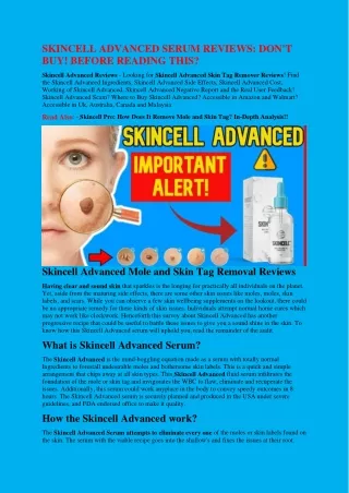Skincell Advanced Reviews: Mole and Skin Tag Corrector or What?