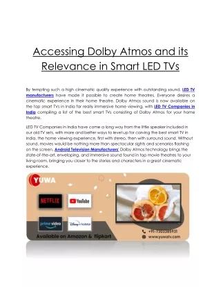 Accessing Dolby Atmos and its Relevance in Smart LED TVs