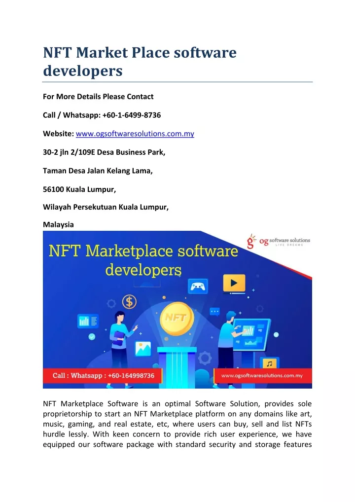 nft market place software developers