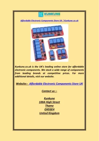 Affordable Electronic Components Store Uk  Kunkune.co.uk