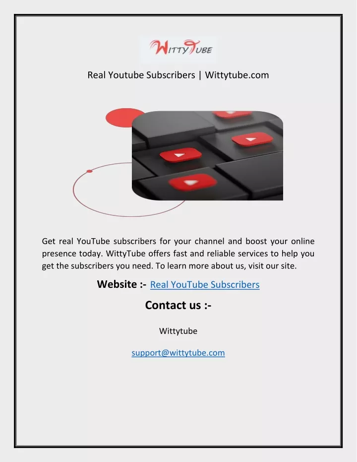 real youtube subscribers wittytube com