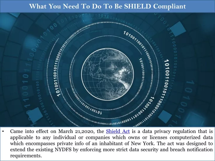 what you need to do to be shield compliant