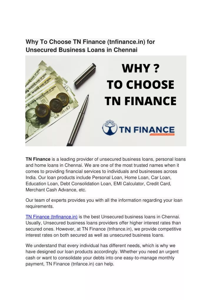 why to choose tn finance tnfinance