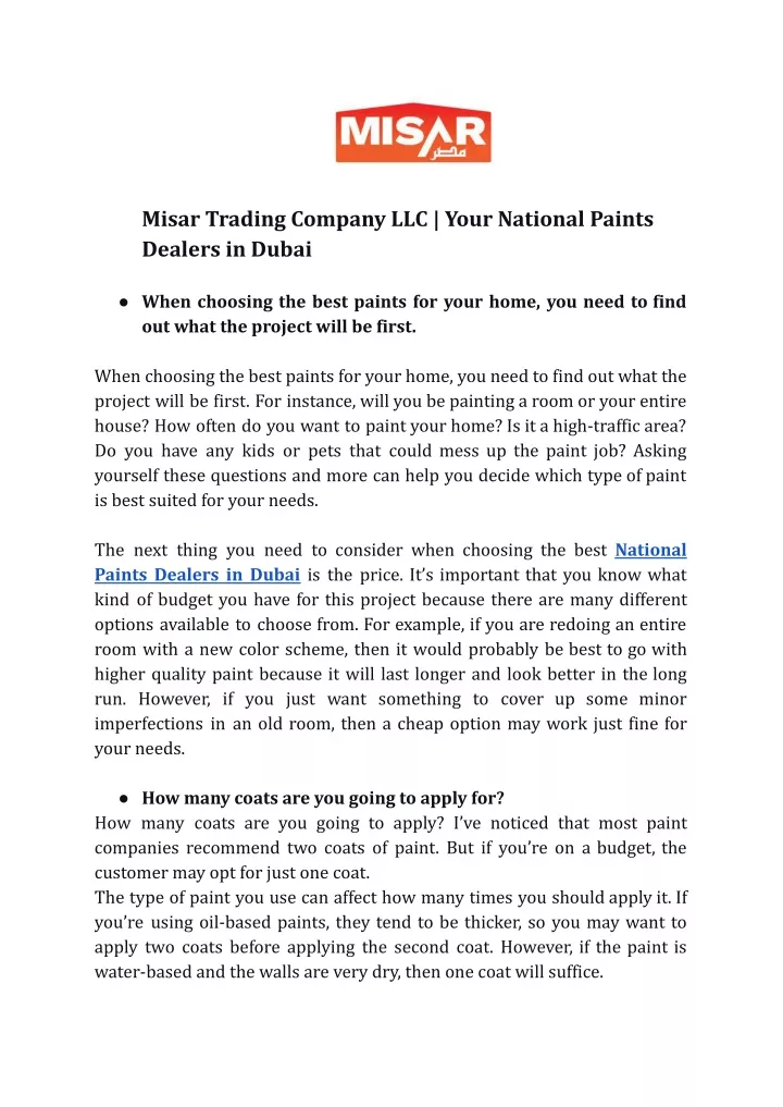 misar trading company llc your national paints