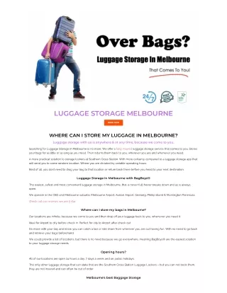 Best Luggage Storage In Melbourne