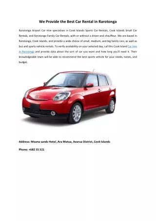 We Provide the Best Car Rental in Rarotonga