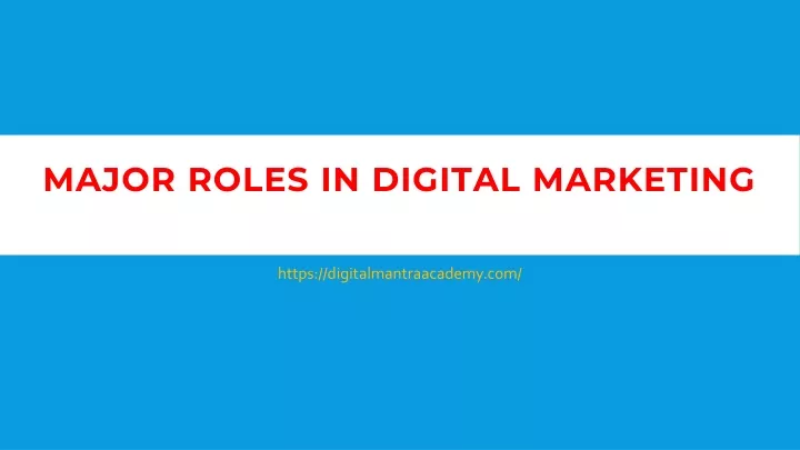 major roles in digital marketing