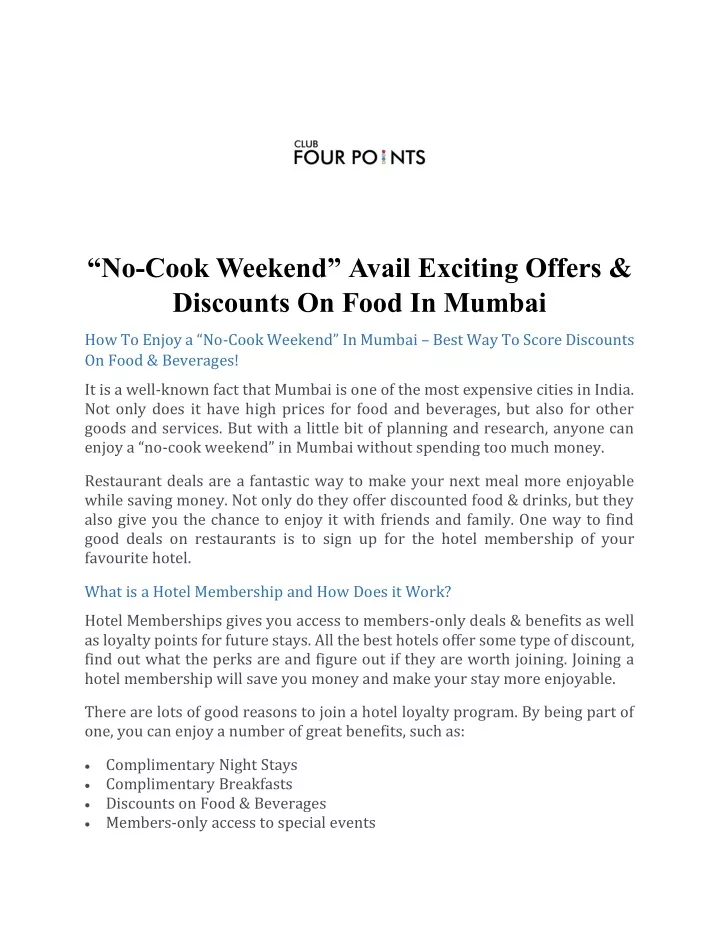 no cook weekend avail exciting offers discounts