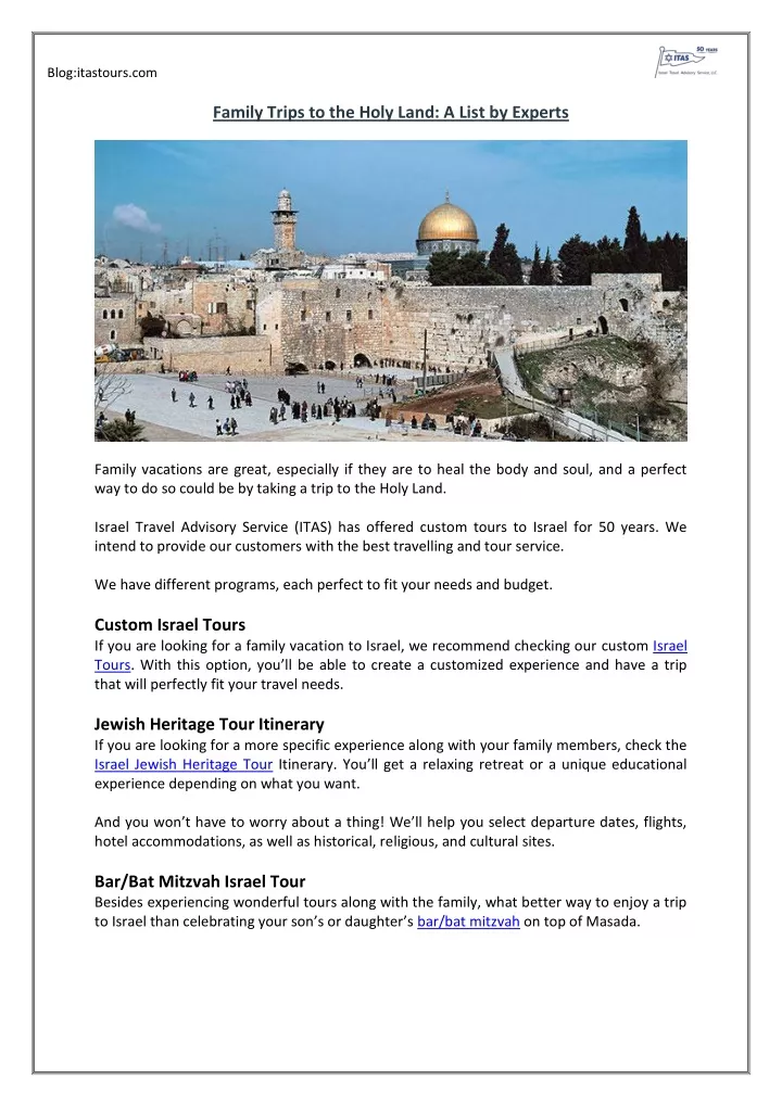blog itastours com family trips to the holy land