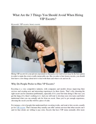 what are the 3 things you should avoid when