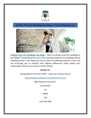 Catholic Priest for Weddings San Diego | Frmartindeporres.com