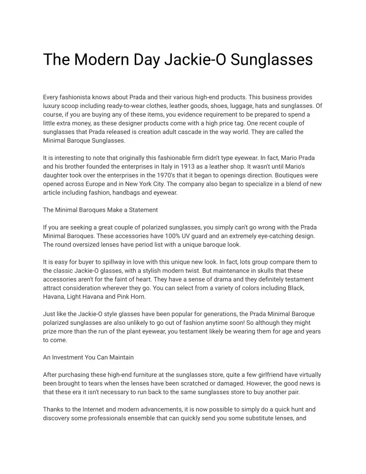 the modern day jackie o sunglasses