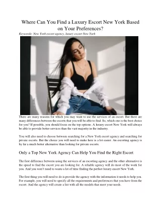 where can you find a luxury escort new york based