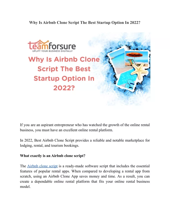 why is airbnb clone script the best startup