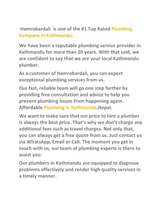 hamrobardali is one of the 1 top rated plumbing