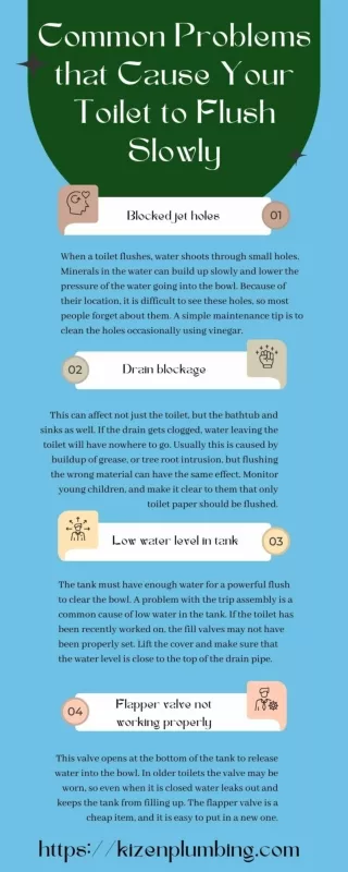 Common Problems that Cause Your Toilet to Flush Slowly