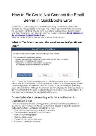 how to fix could not connect the email server