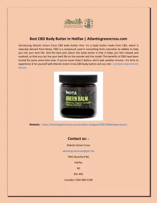 Best CBD Body Butter in Halifax  Atlanticgreencross