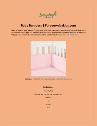 Baby Bumpers  Foreverydaykids