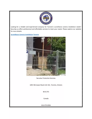 Surveillance Camera Installation Toronto  Securtac.ca