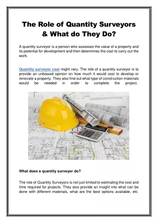 The Role of Quantity Surveyors & What do They Do?