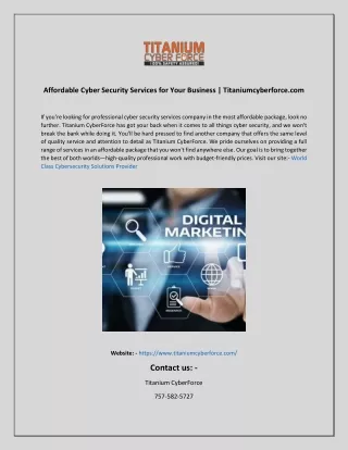 Affordable Cyber Security Services for Your Business  Titaniumcyberforce
