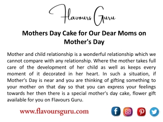 Order Special Mother Day Cake Online in Delhi, Gurgaon NCR - Flavours Guru