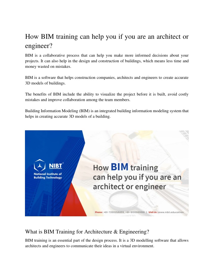 how bim training can help