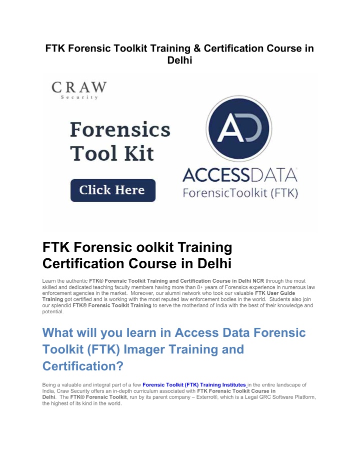 ftk forensic toolkit training certification