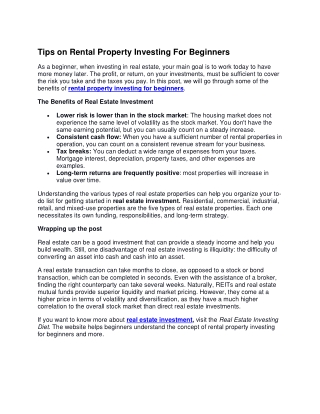 tips on rental property investing for beginners