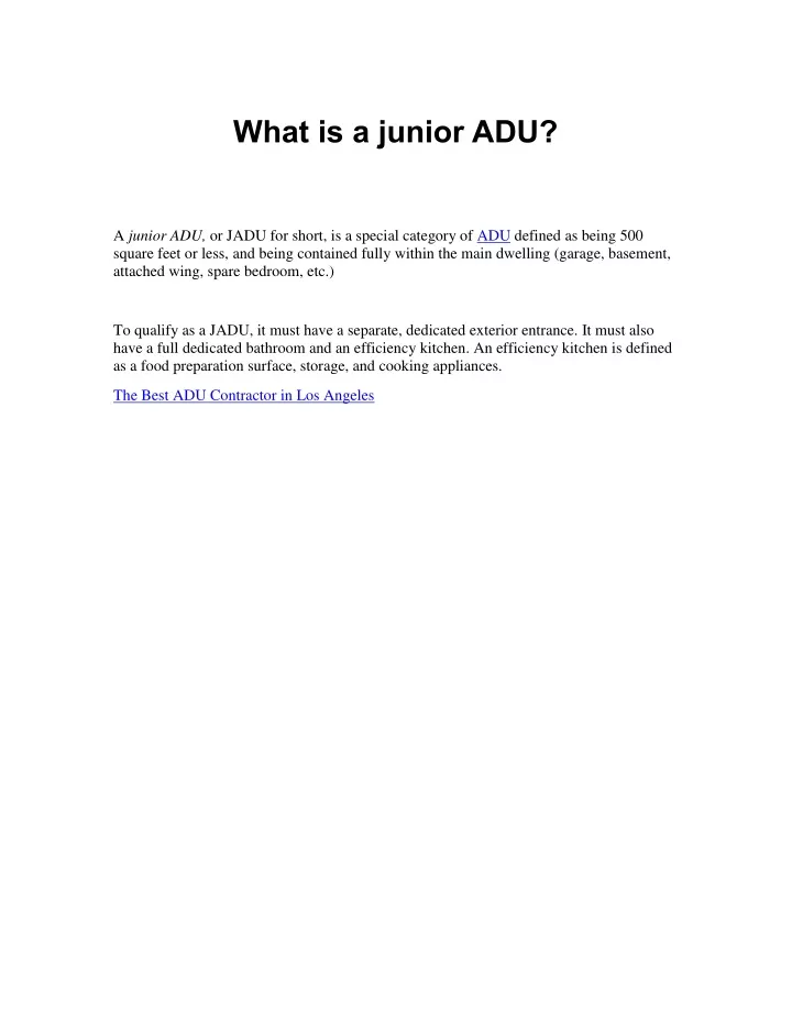 what is a junior adu