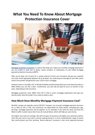 What You Need To Know About Mortgage Protection Insurance Cover - Mountview FS