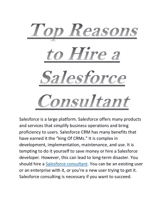 Top Reasons to Hire a Salesforce Consultant