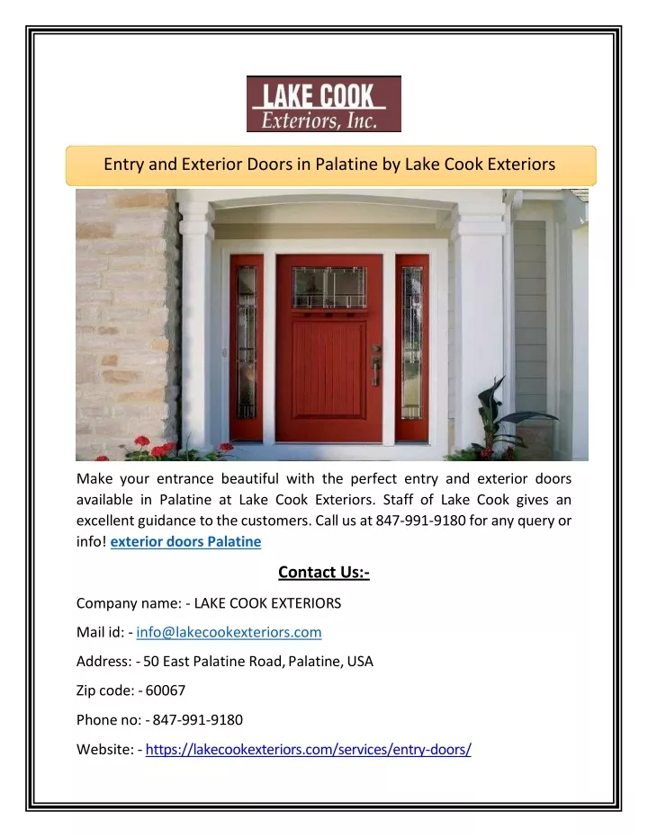 entry and exterior doors in palatine by lake cook