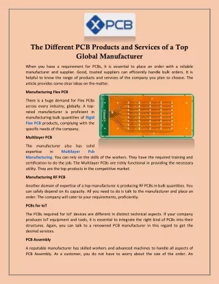 The Different PCB Products and Services of a Top Global Manufacturer